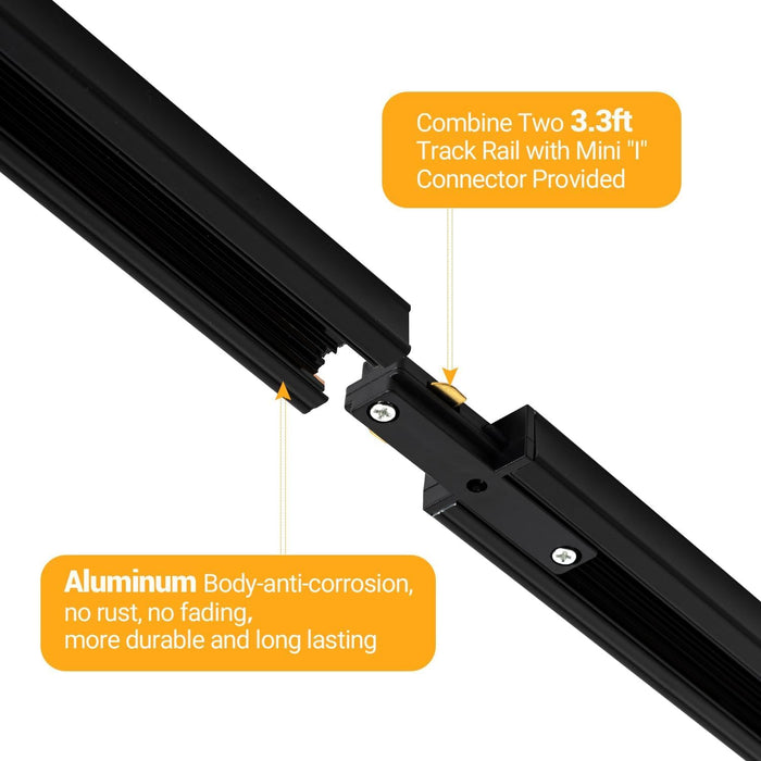 6-Lights LED Track Lighting Kit with 6.6FT H Track Rail & Canopy Connector, Modern Kitchen Track Lighting Fixtures Ceiling Flood Light Dimmable Flicker Free CRI90+ 3000K 12W 1000lm, Black