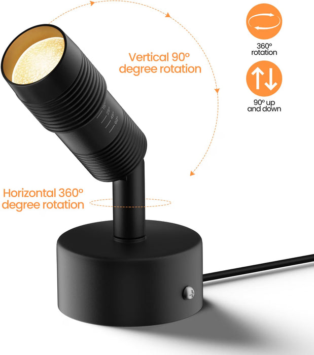 TuyuBEE Muti-Color Zoomable LED Spot Lights Indoor with Timer, Black
