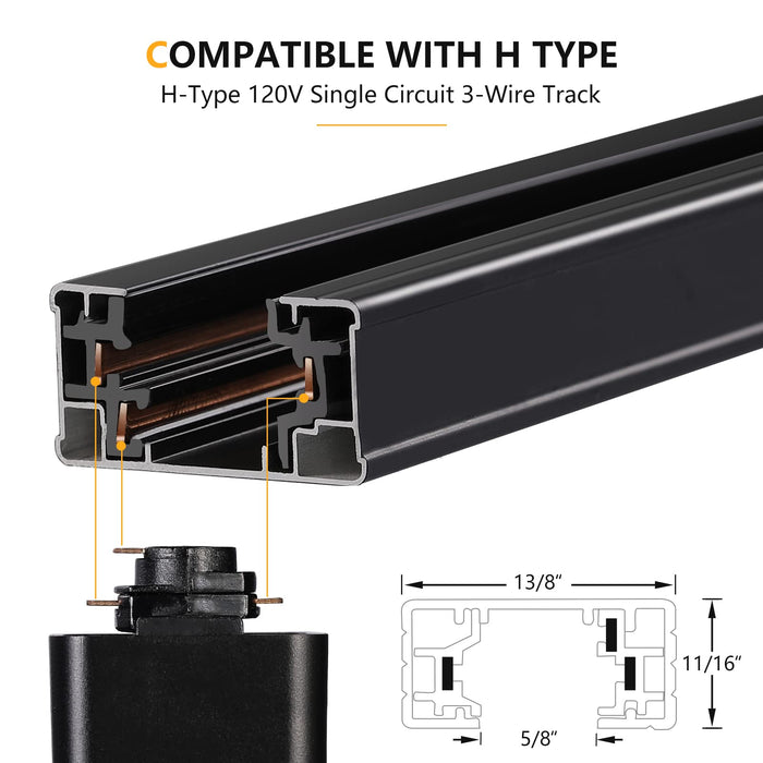 H Track Floating Canopy Connector Black