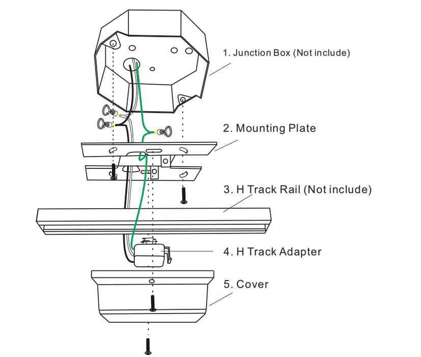 H Track Floating Canopy Connector Black