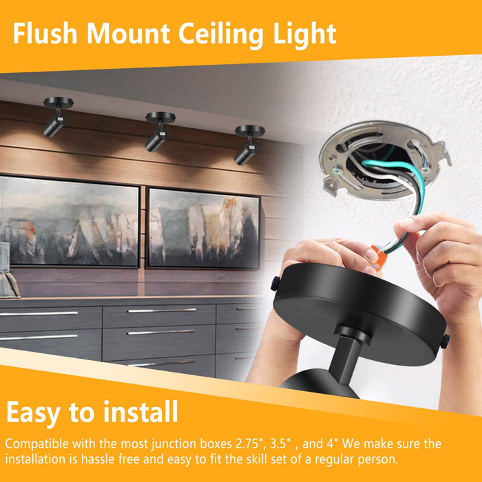 20W 3-Color Zoomable LED Ceiling Spotlight Flush Mount, 2000lm