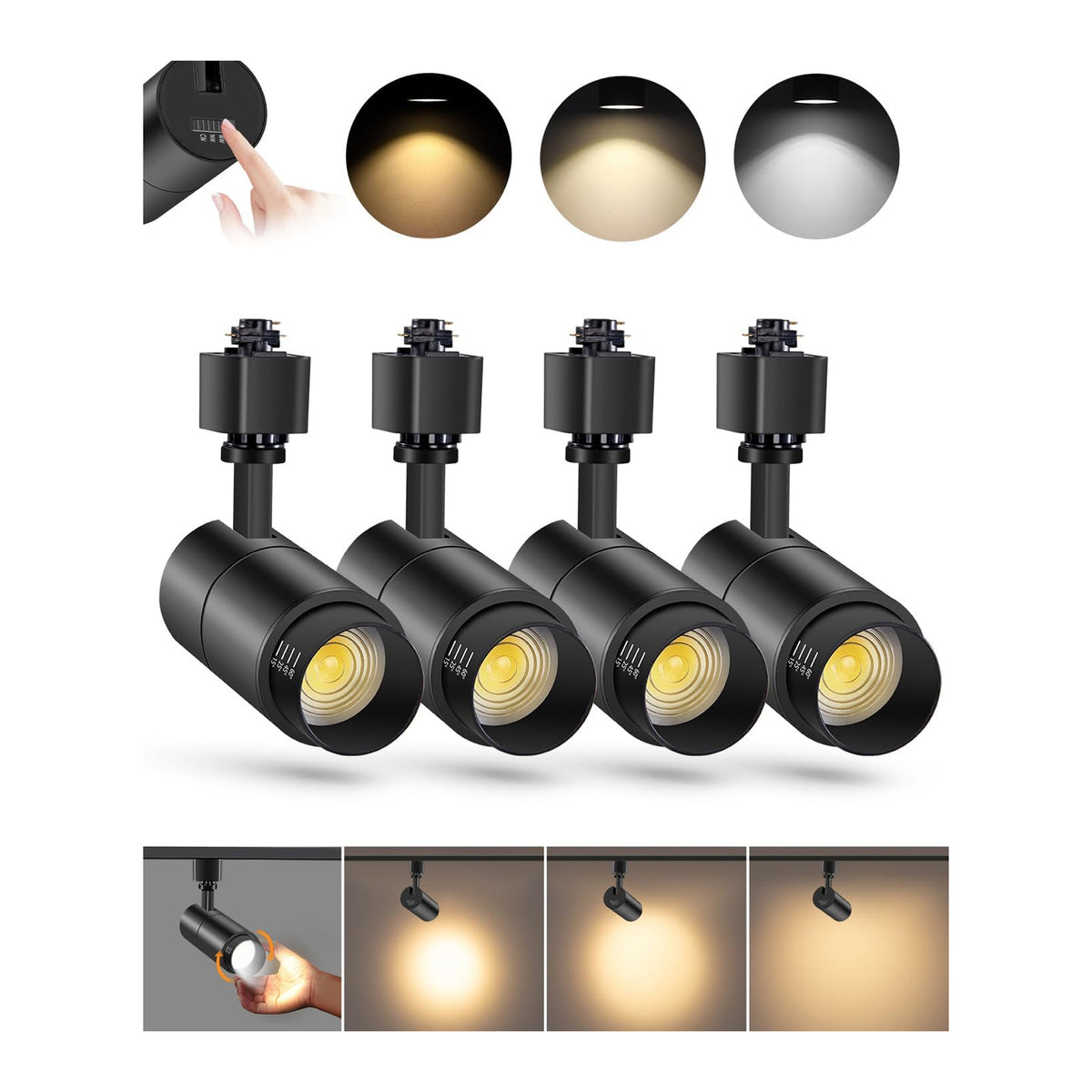 Hi☆　ETVOS 10W 3 Color Zoomable Track Heads H Type 4 Pack — VANoopee