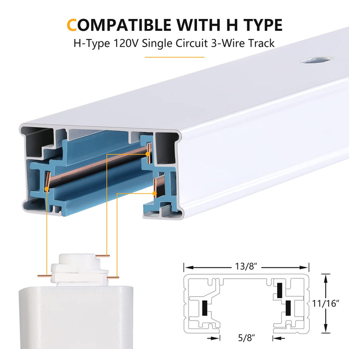 H Track Floating Canopy Connector White